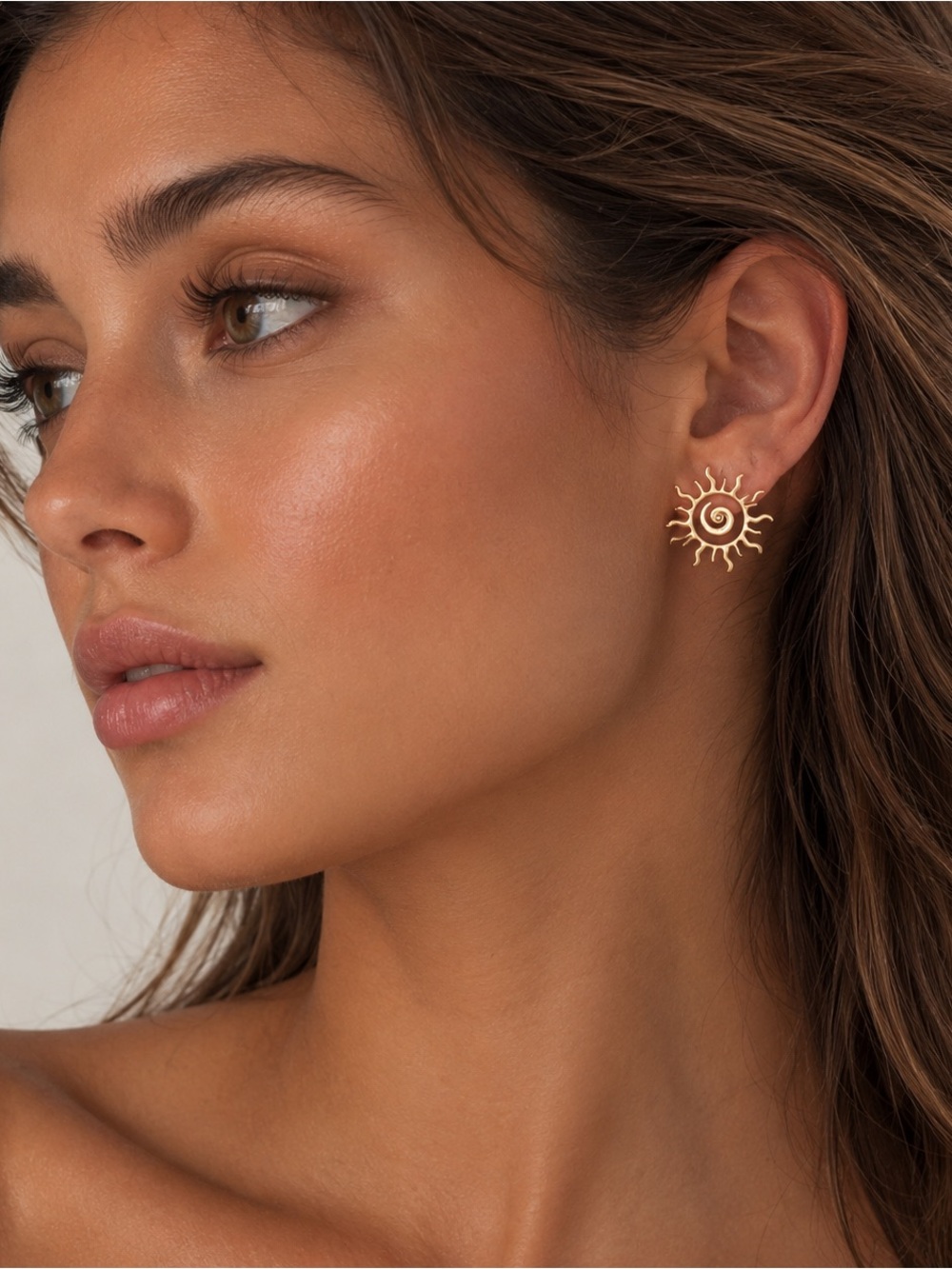 Gold Sunburst Stud Earrings - Women Jewelry Earrings